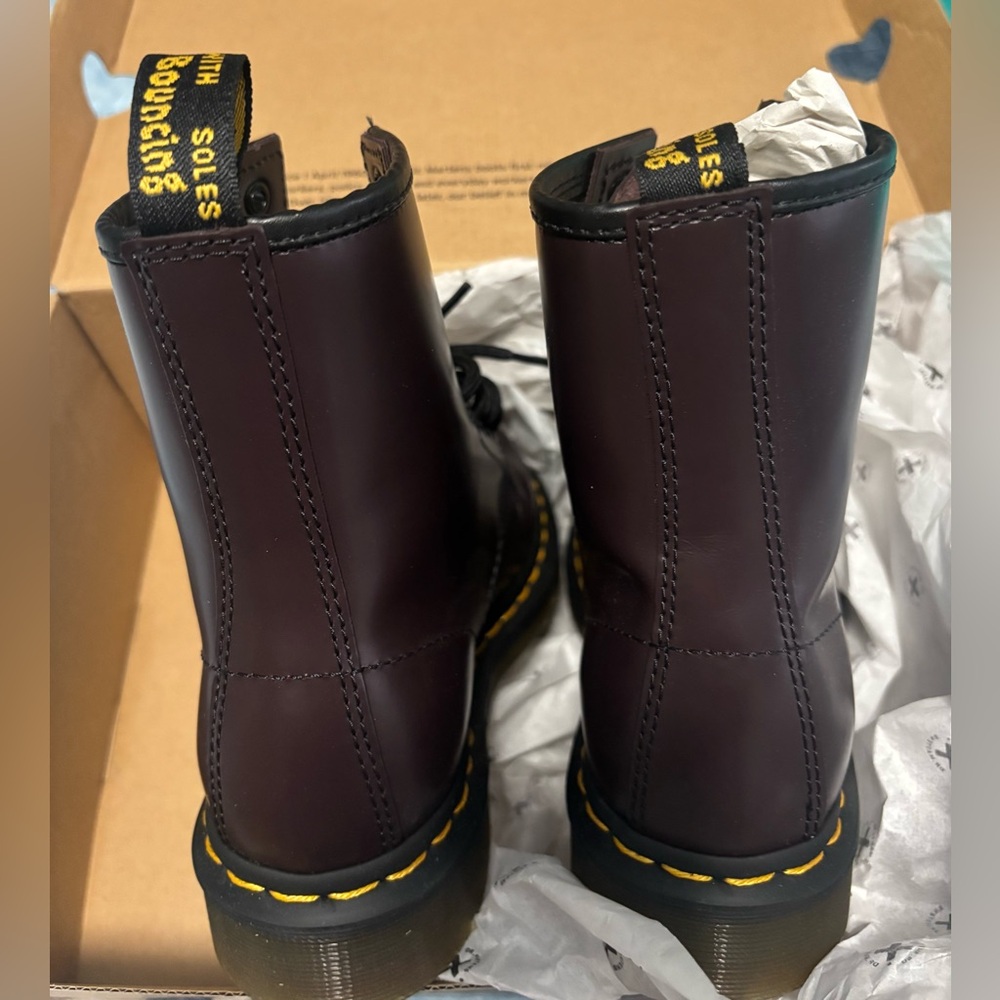 Dr. Martens 1460 Smooth Leather Lace-Up Boots in Burgundy - Picture 17 of 17
